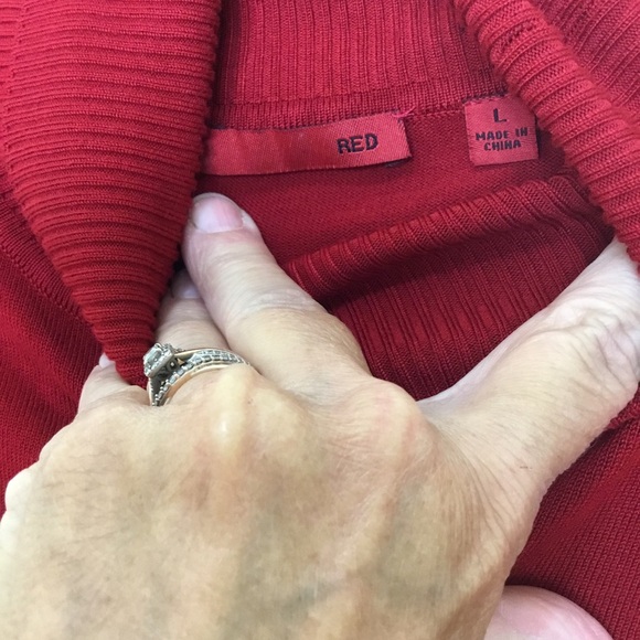 Red Brand Ribbed Knit Sweater - Picture 5 of 5